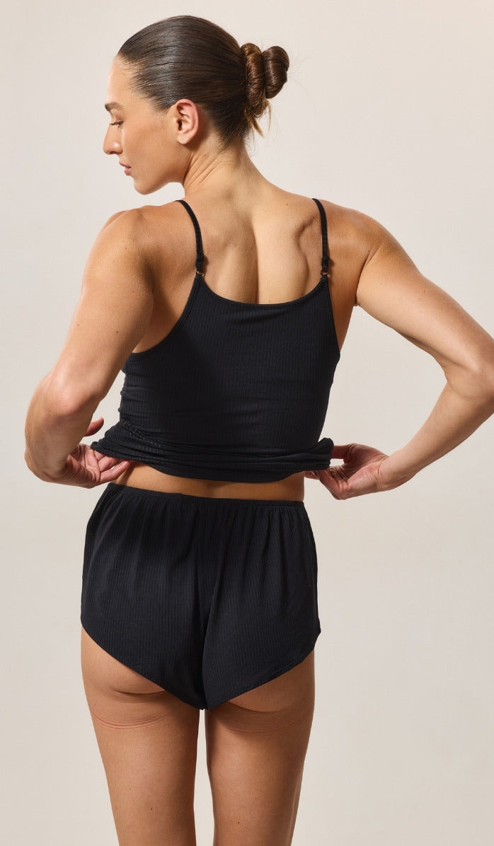 Relaxed Fit Boy Shorts - Rib Modal Black