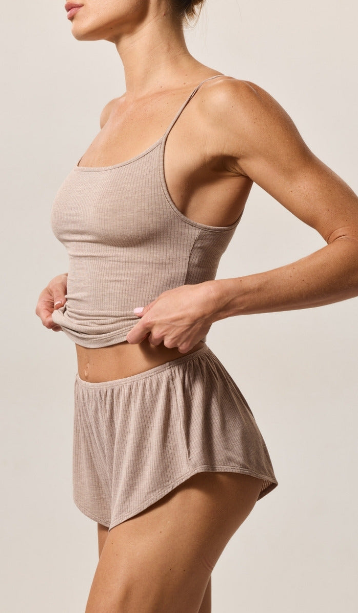 Relaxed Fit Boy Shorts - Rib Modal Mocha