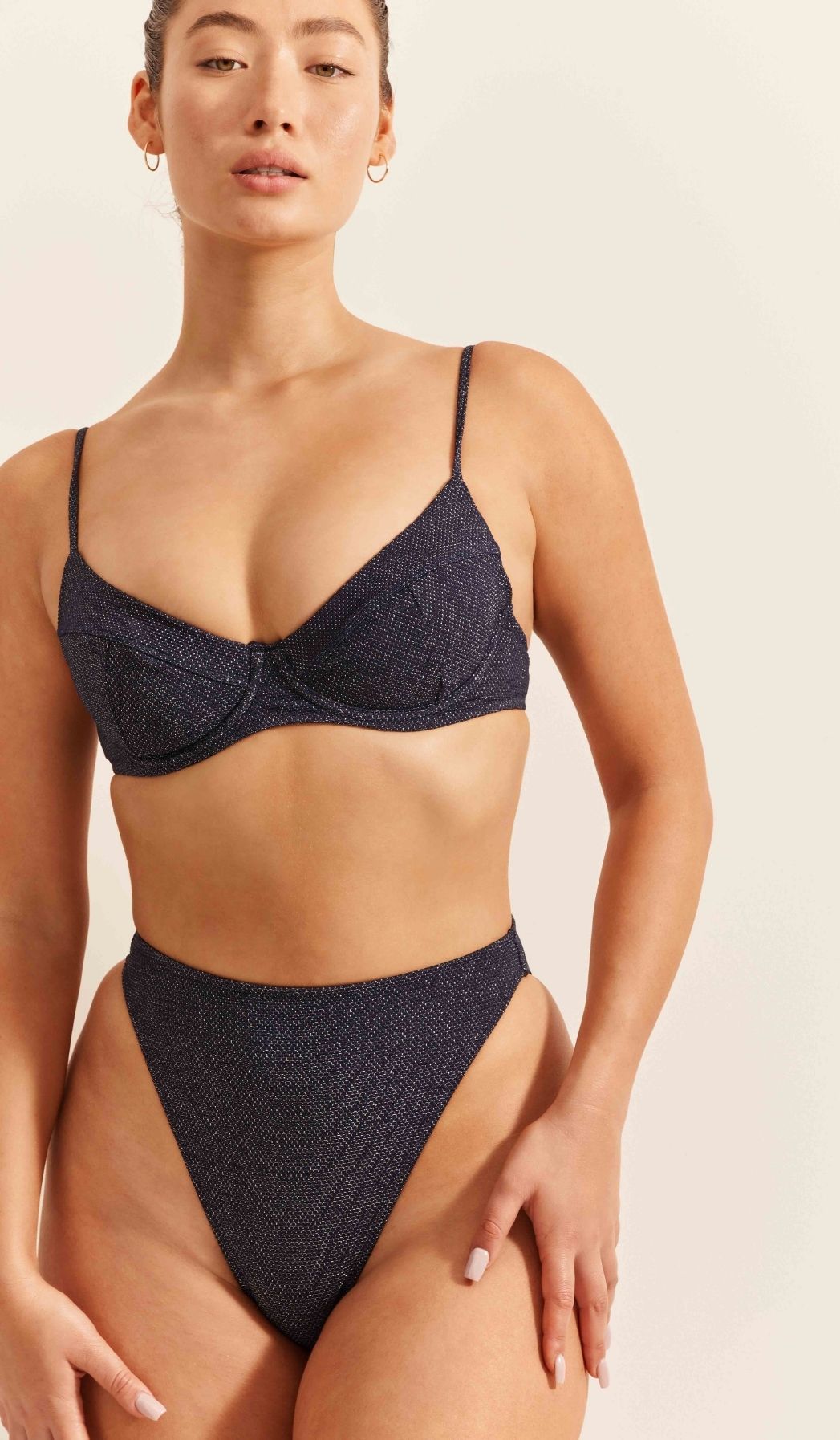 Simone Bikini Bottom - Navy Lurex