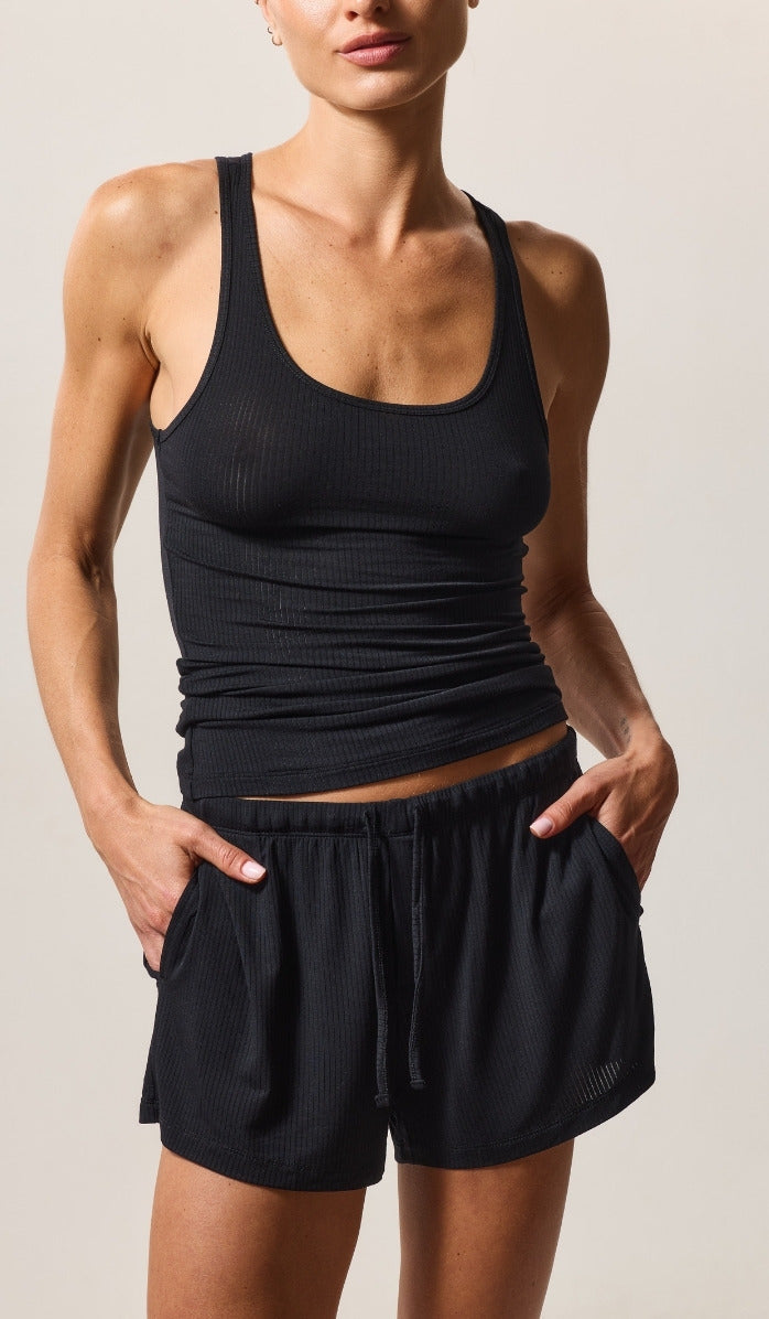 Classic Fit Tank Top - Rib Modal Black