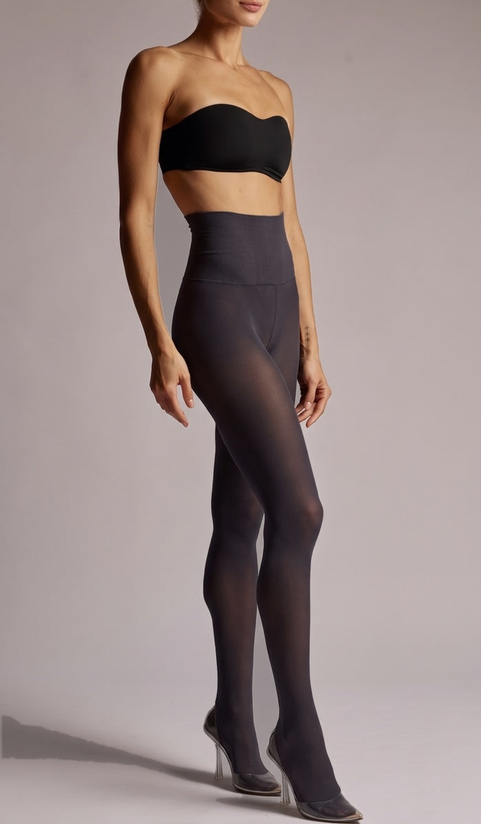 55 Denier Elastic Waist Tights - Dark Gray
