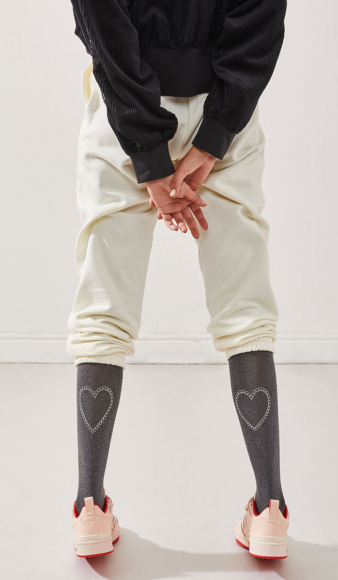 Women's Opaque Printed Tights - Wholeheartedly Gray Melange