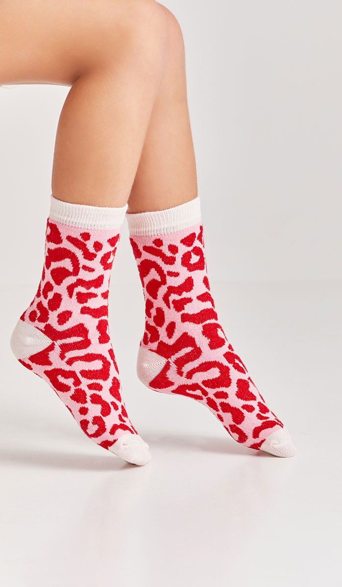 Girls' leopard-print socks