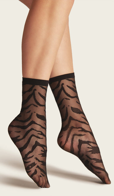 Nylon Socks - Zebra Black