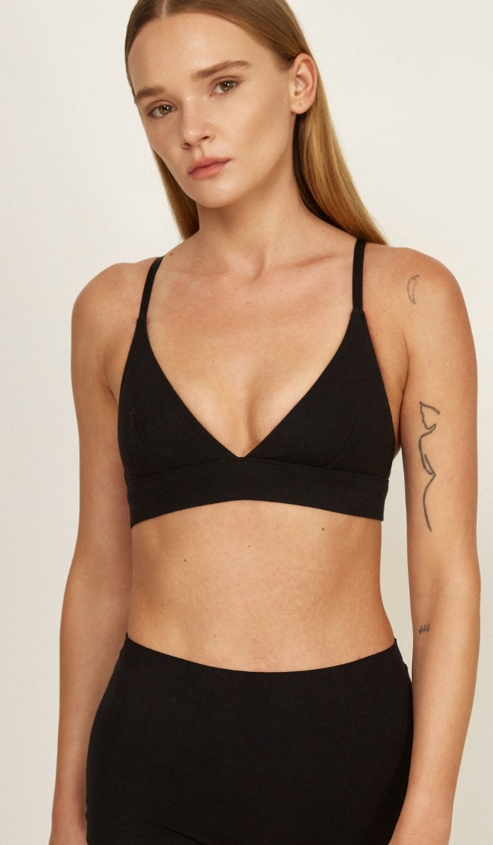 Cotton Triangle Bra - Black (9)