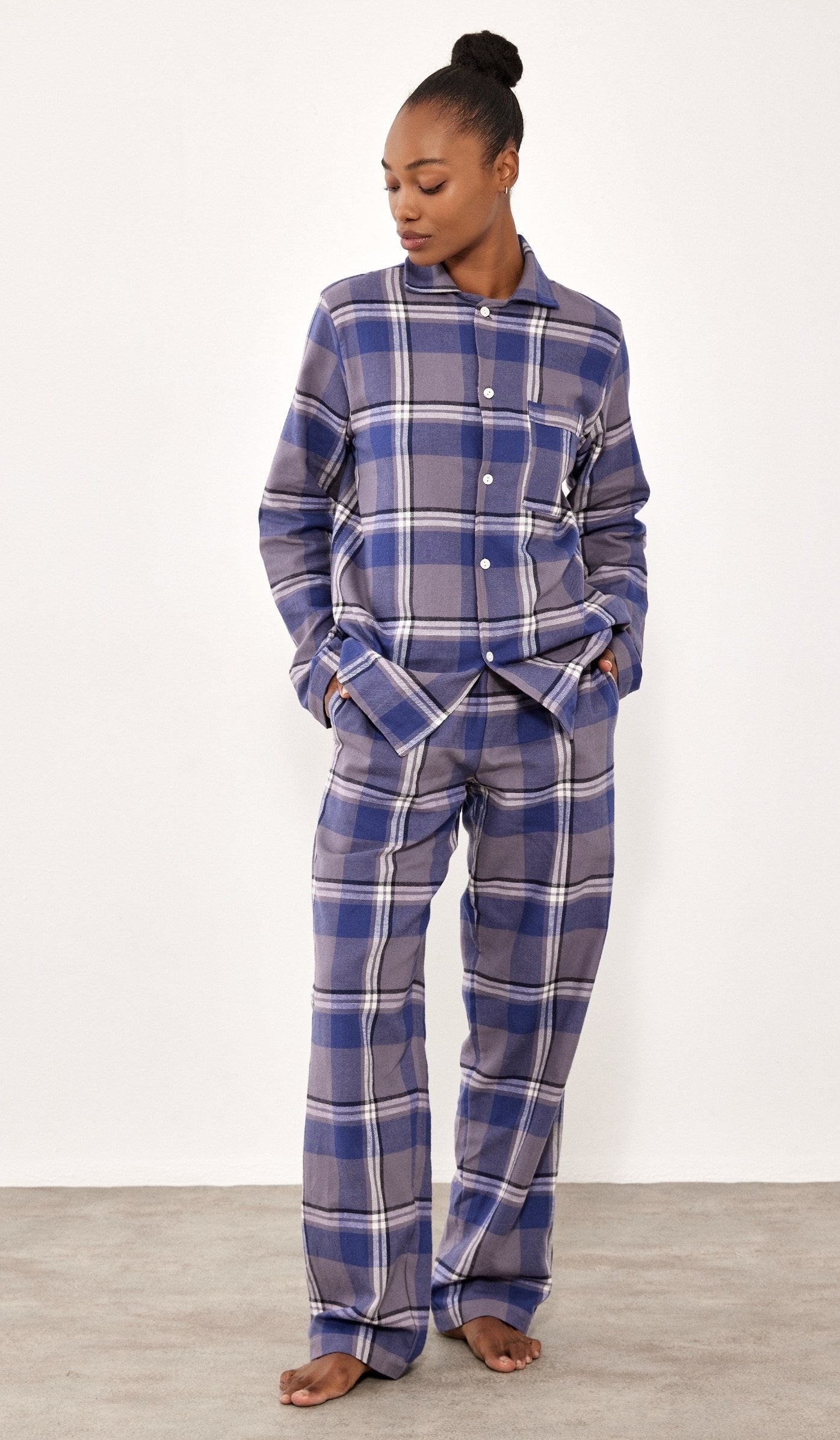 Flannel Button-Up Set - Billy Blue Plaid