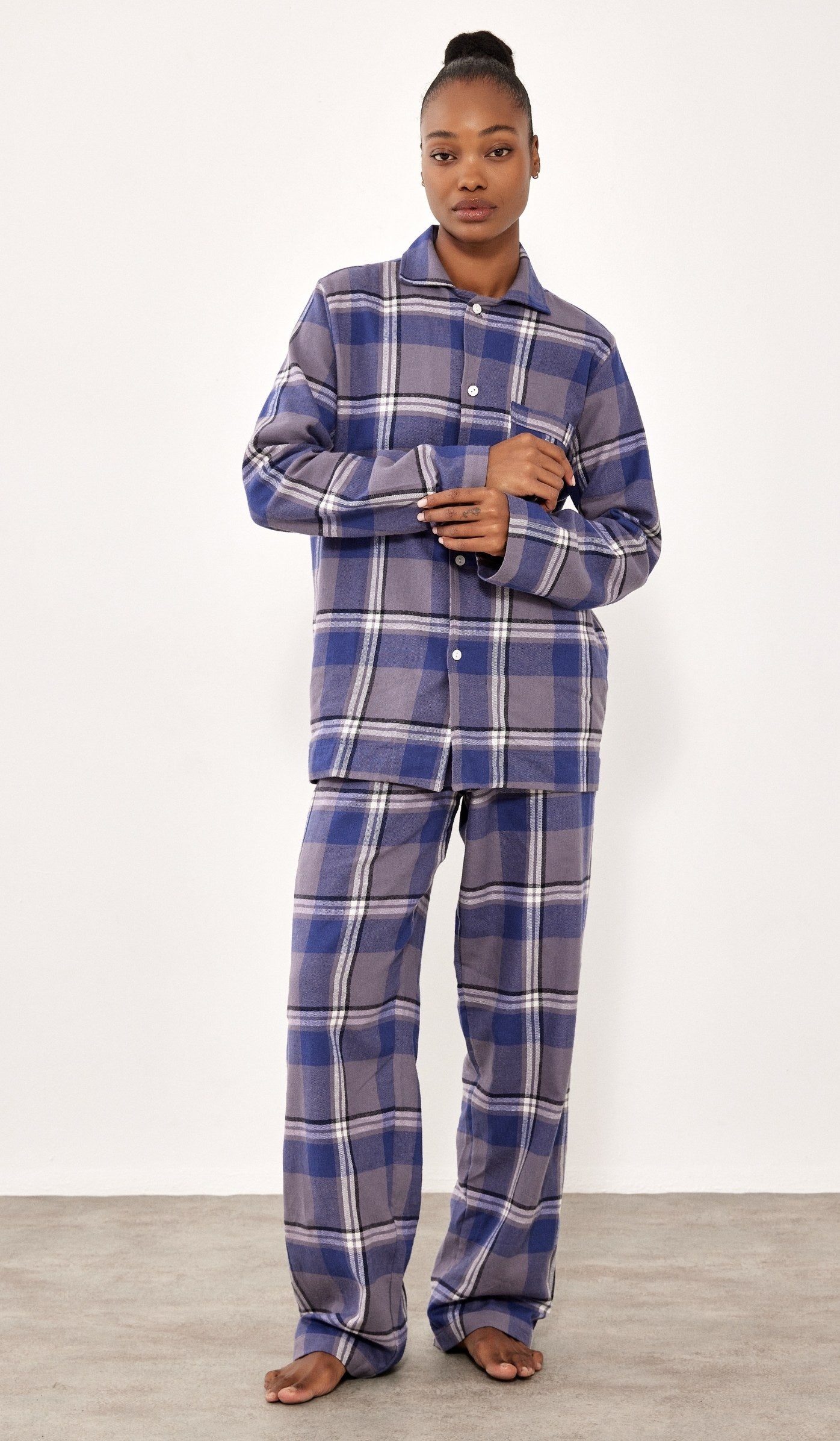 Flannel Button-Up Set - Billy Blue Plaid