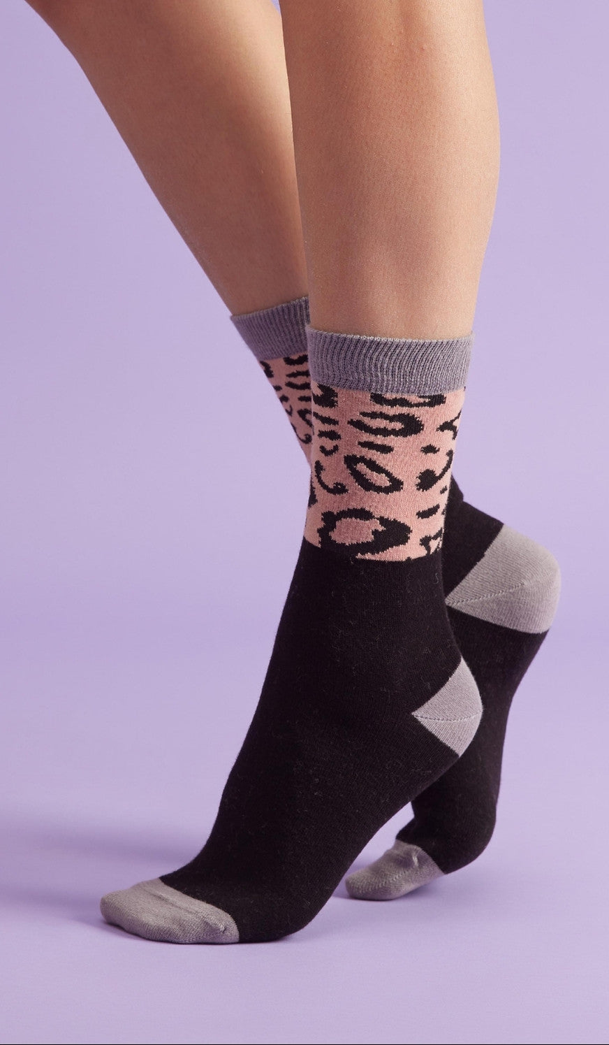 LEOPARD TOP PINK - Cotton socks