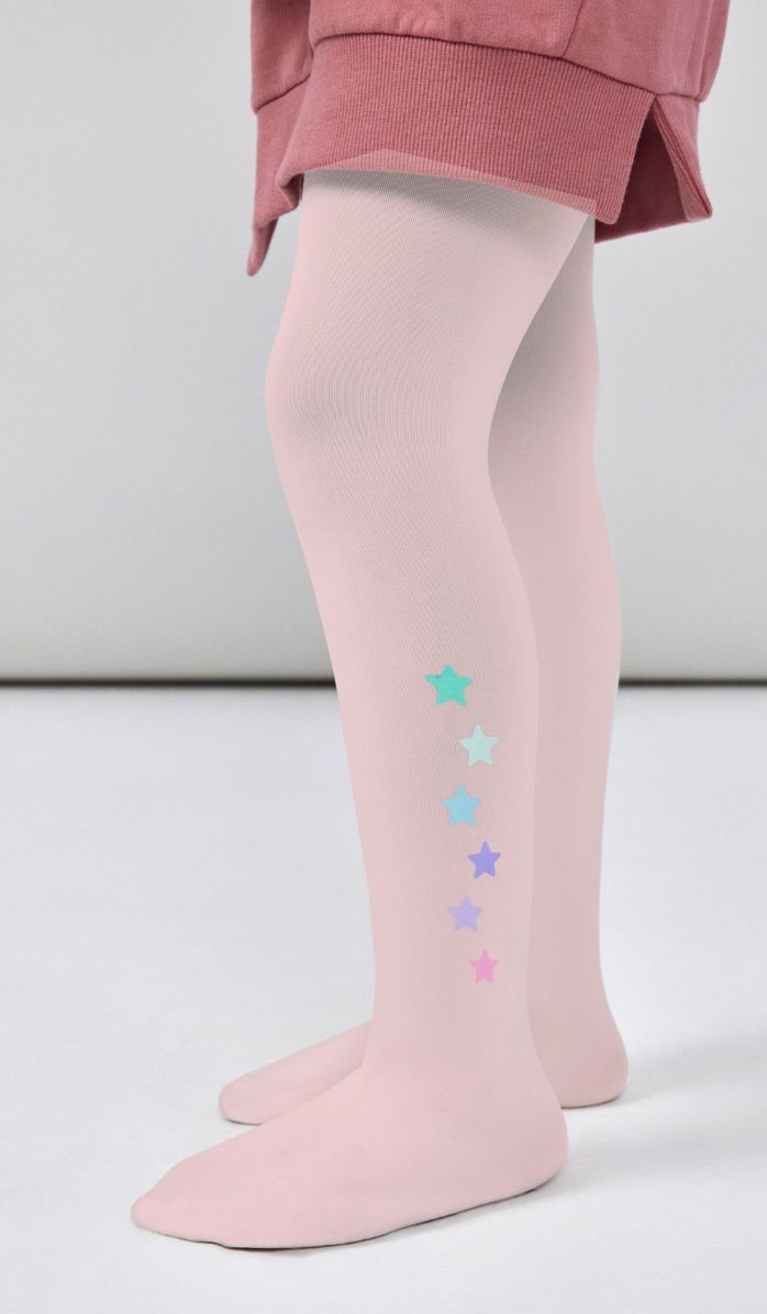 Girls' Opaque Tights - Falling Star Baby Pink