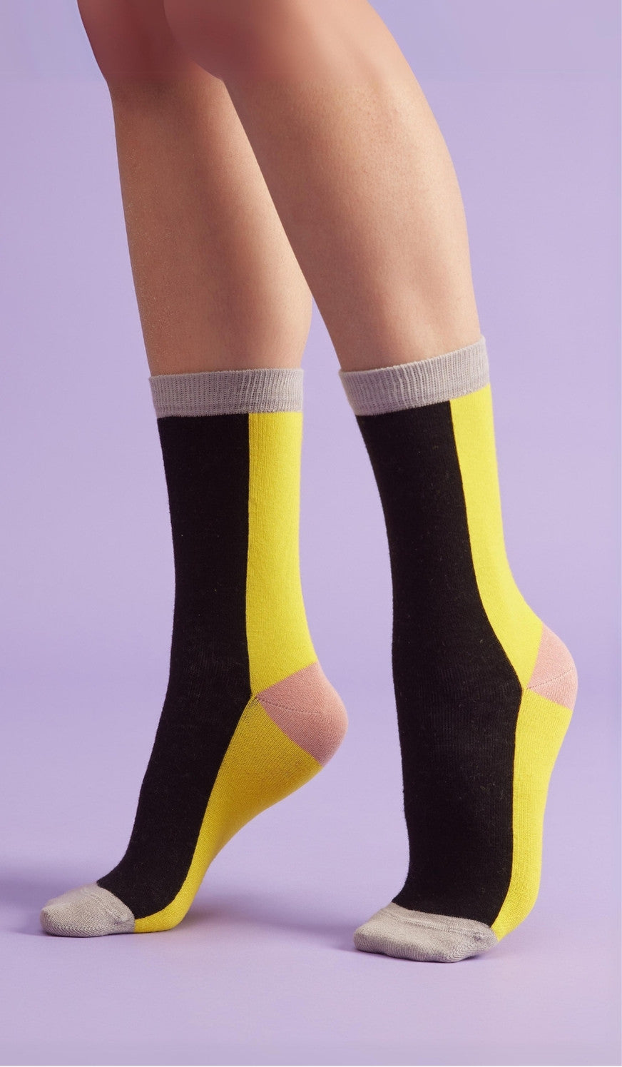 Cotton Socks - Color Block Yellow