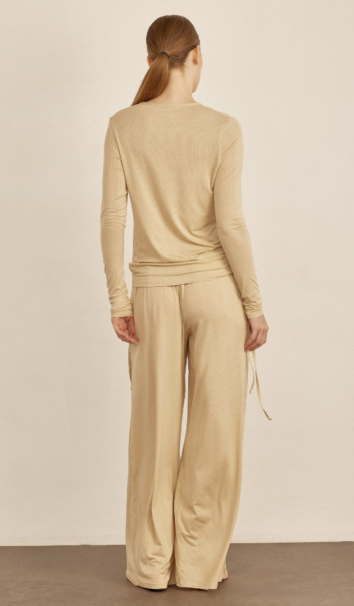 BUTTER SOFT RIB -  Sand T-shirt & lounge pants set