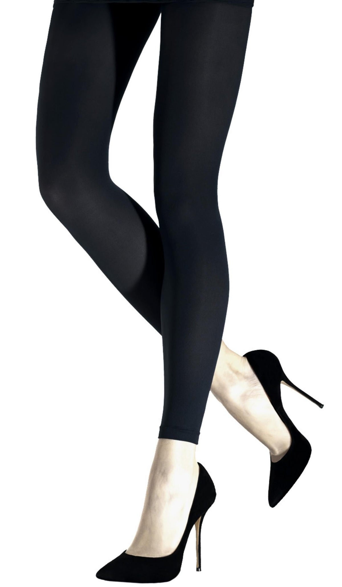 Basic Semi-Opaque Footless Tights - Black