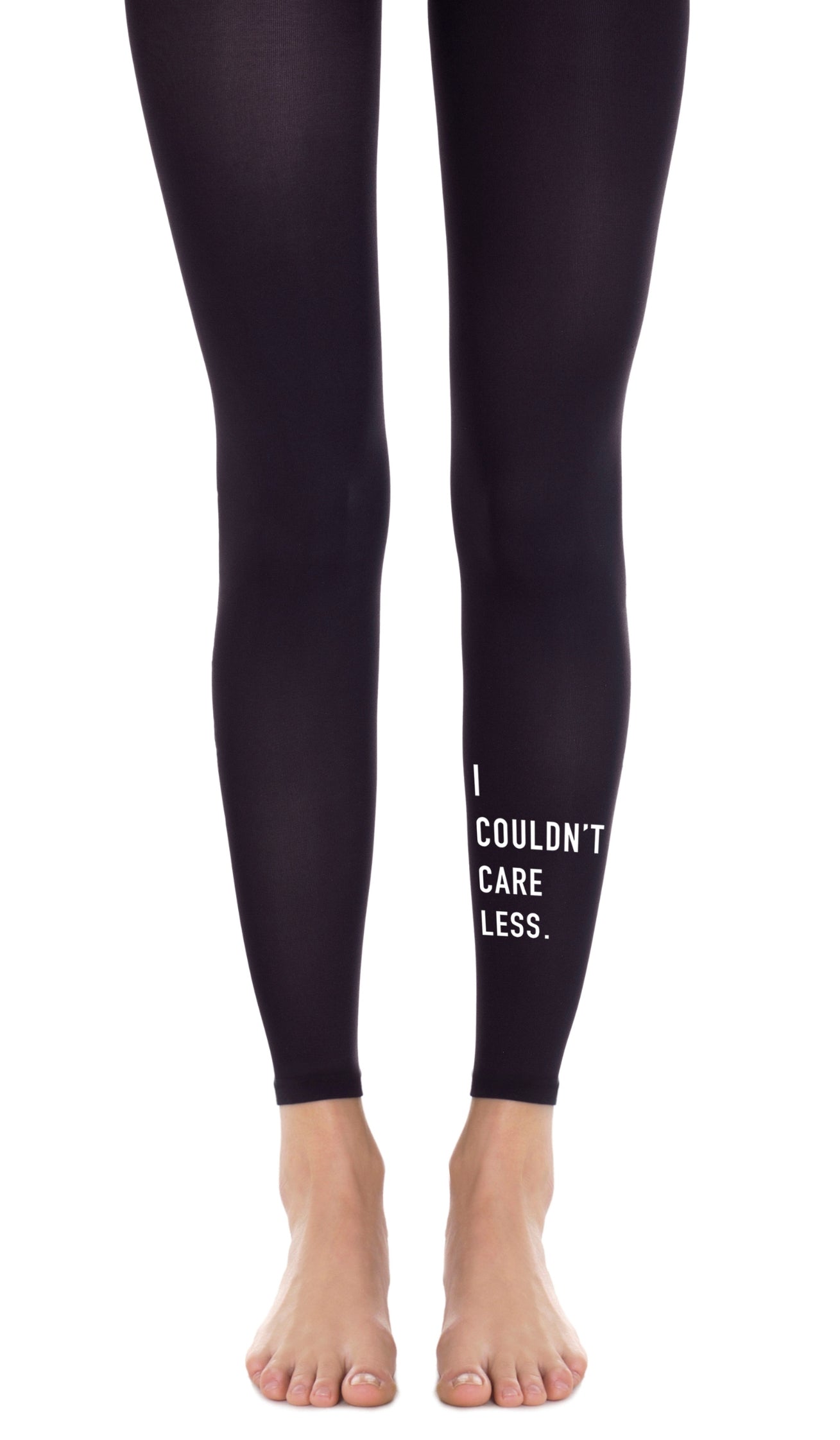tights  black footless with print text