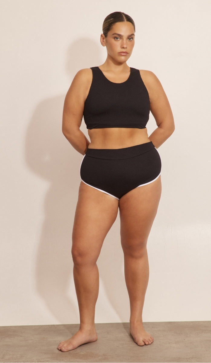 Eve Bikini Bottom - Black & White Waffle