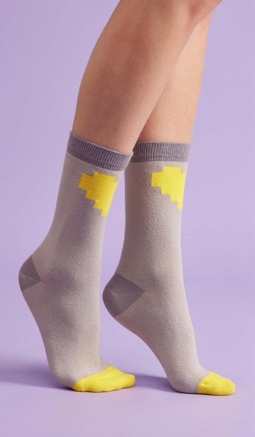 ONE PIXEL LOVE GRAY - Cotton socks