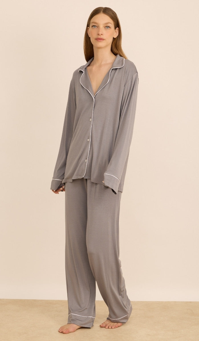 ALEXA light grey- Button down PJ Set