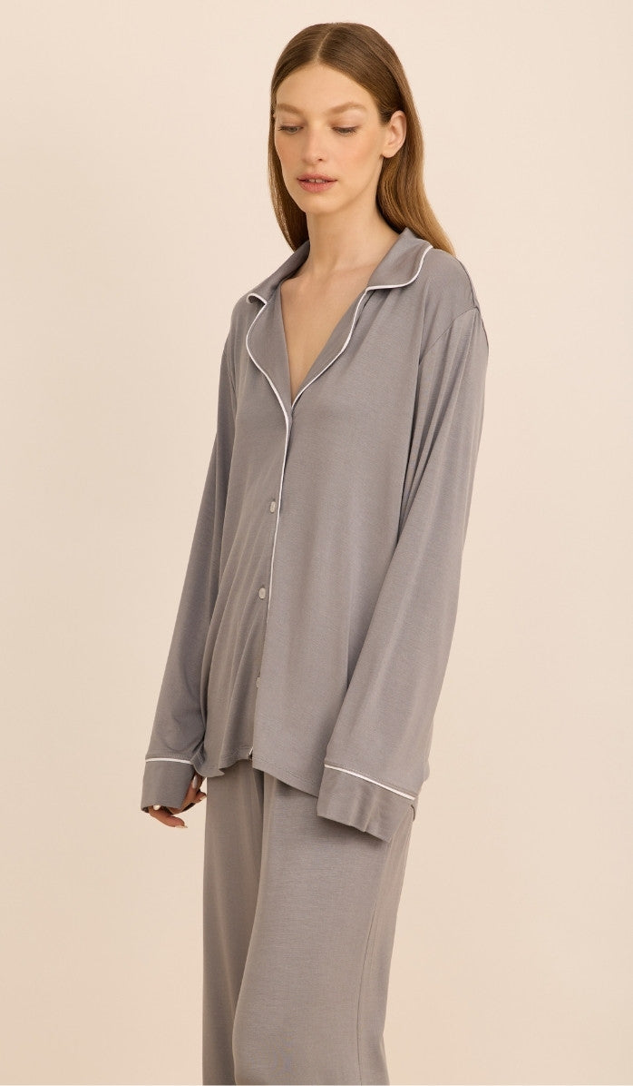 Modal Button-Up Set - Alexa Light Gray