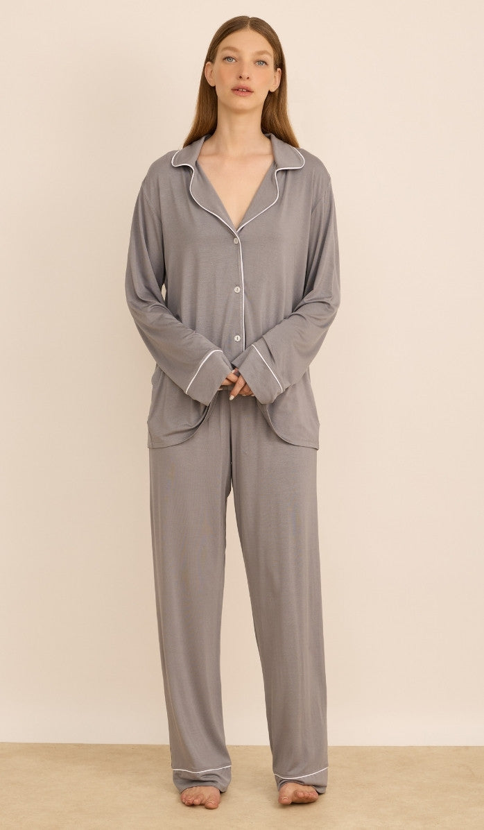 ALEXA light grey- Button down PJ Set