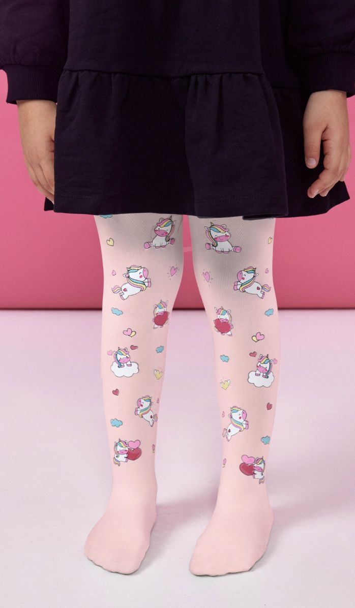 Girls' Opaque Tights - Uni Love Baby Pink