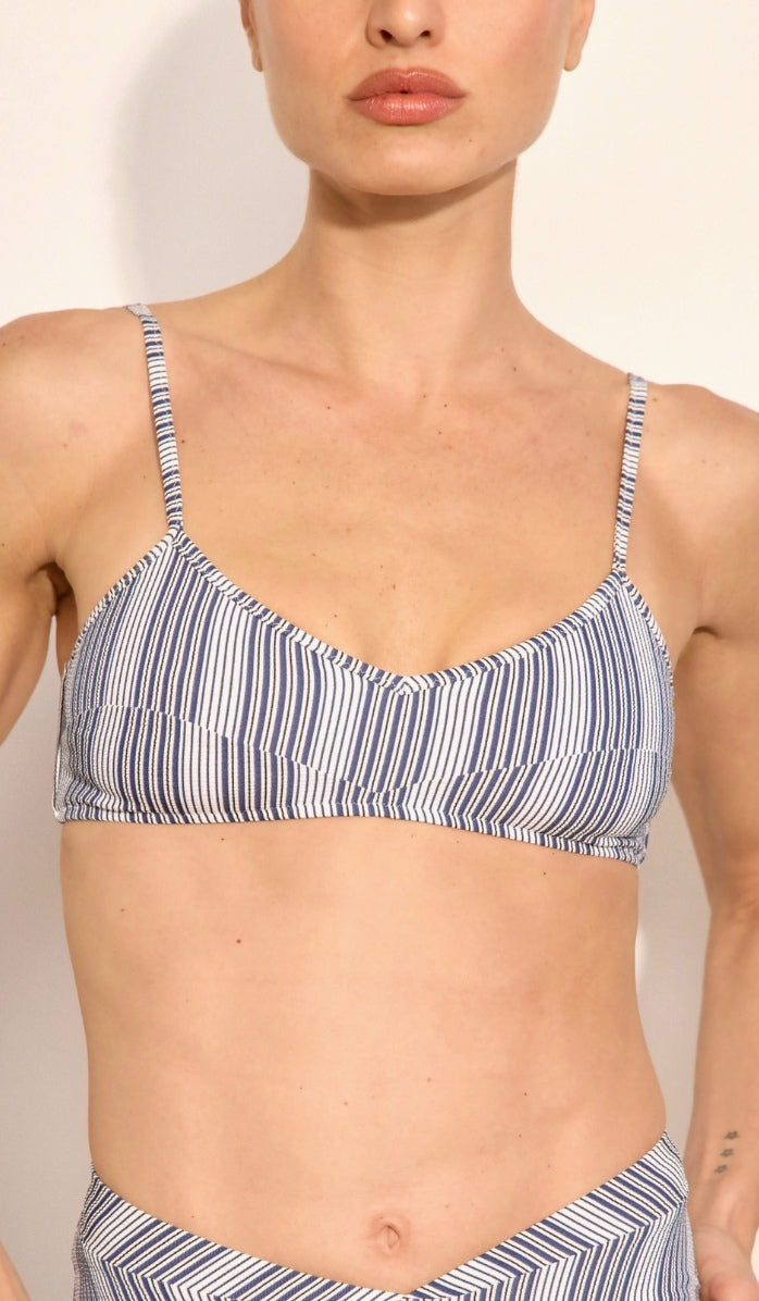 Ariel Bikini Top - Navy Stripe
