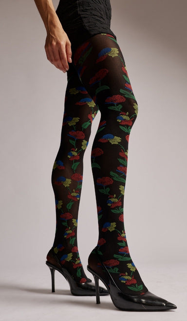 Floral Tights - Black
