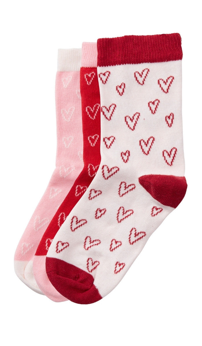 Girls' Cotton Socks - 3-Pack Hearts