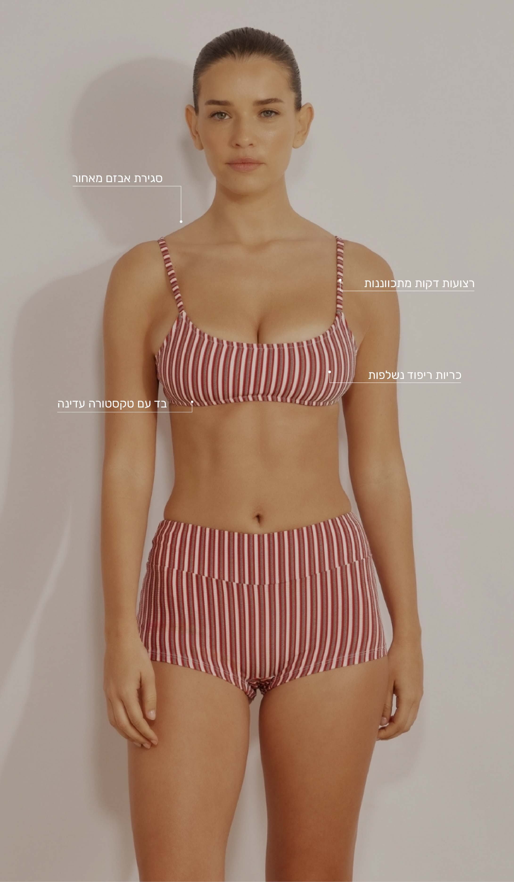 Adrian Bikini Top - red Stripe