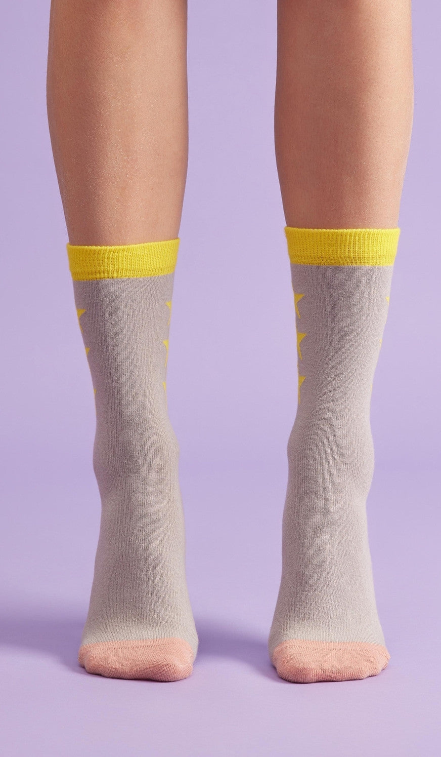 Cotton Socks - Stars Gray / Yellow