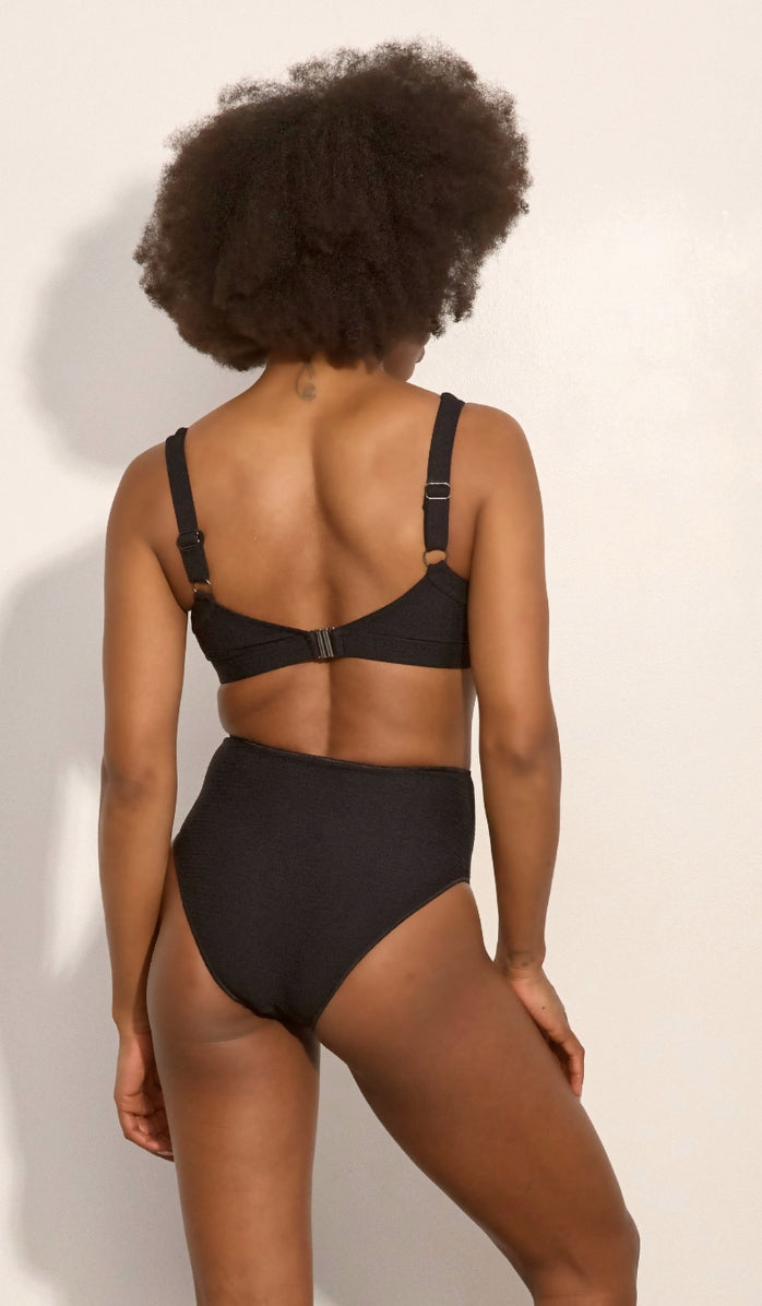Ashley Bikini Top - Black Waffle