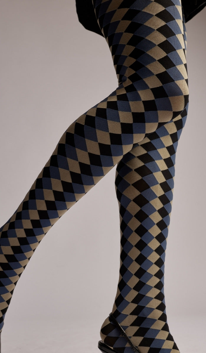 Tights - Harlequin - Black - Close-up