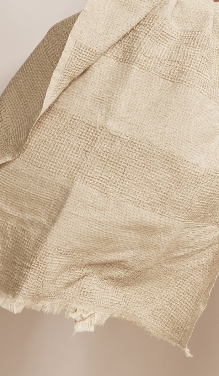 Mixed Waffle Beach Towel - 'Beige