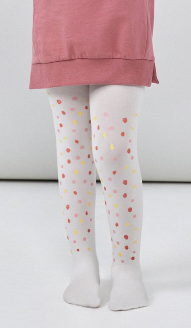Girls' Opaque Tights - Dit & Dot Cream