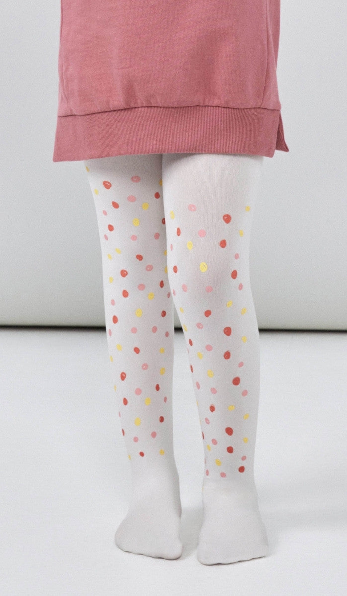 Girls' Opaque Tights - Dit & Dot Cream