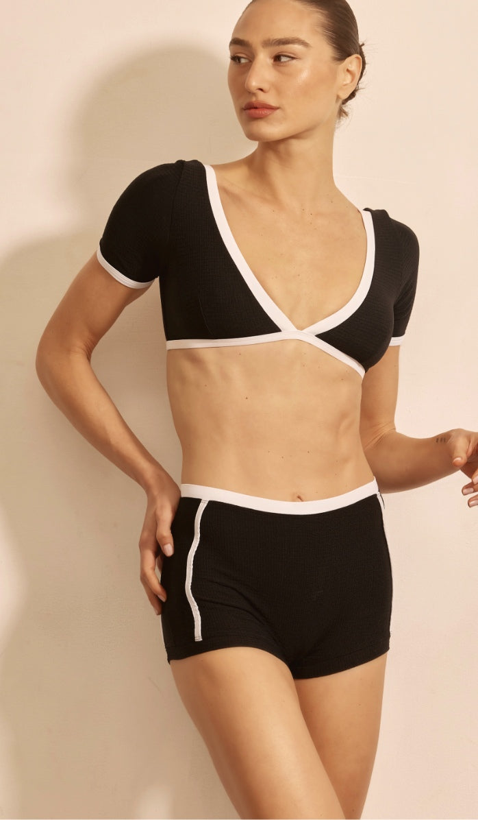 Poppy Bikini Bottom - Black Waffle