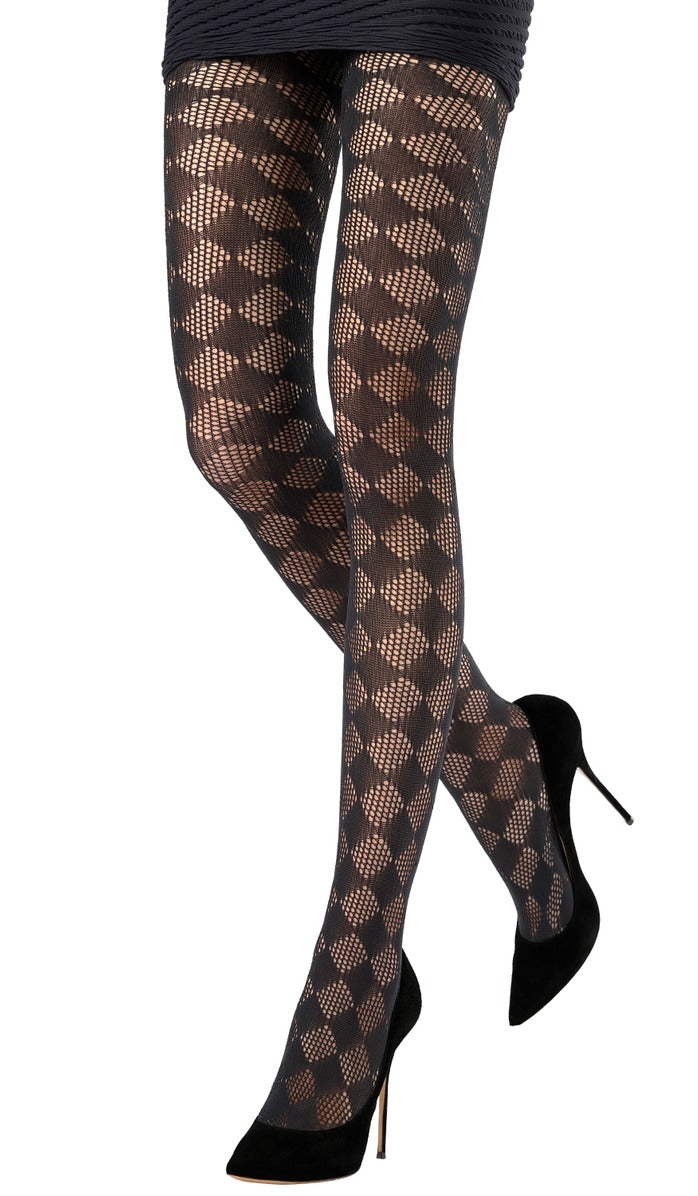 Crochet Diamond Tights - Black