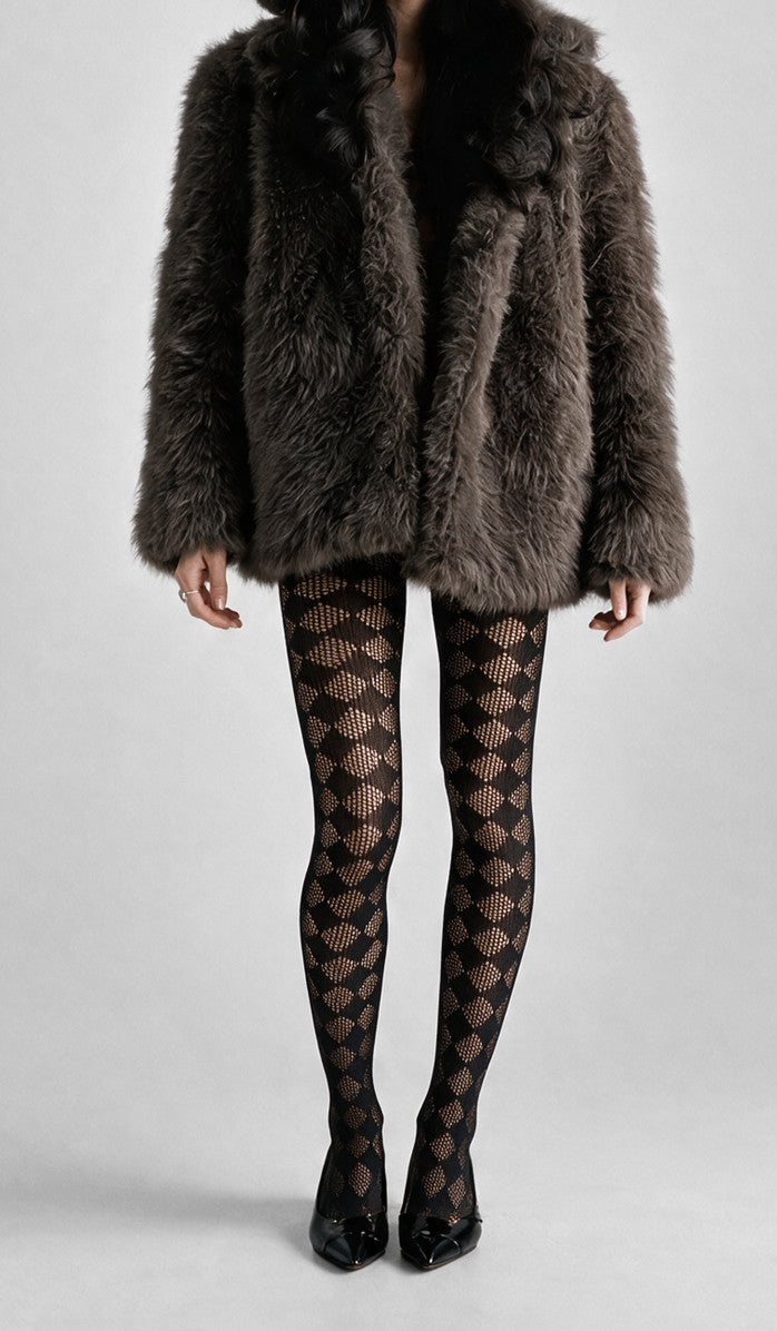 Crochet Diamond Tights - Black