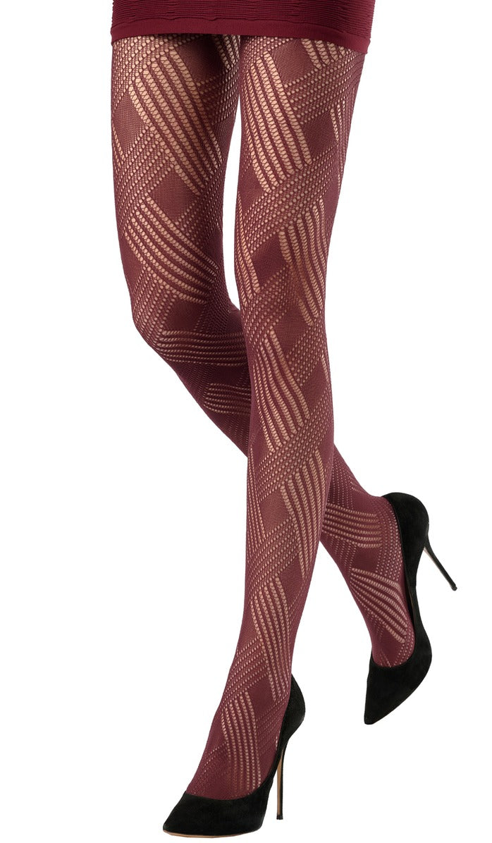 Interlaced Openwork Tights - Wine