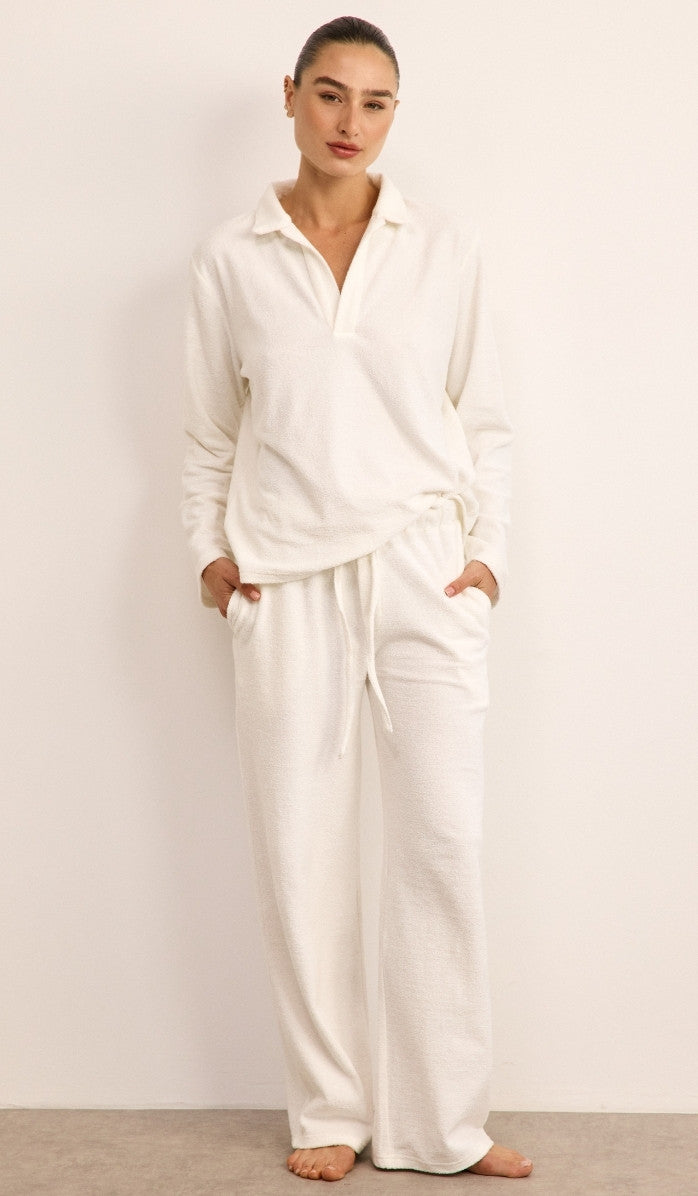 Bouclé Polo Set - White