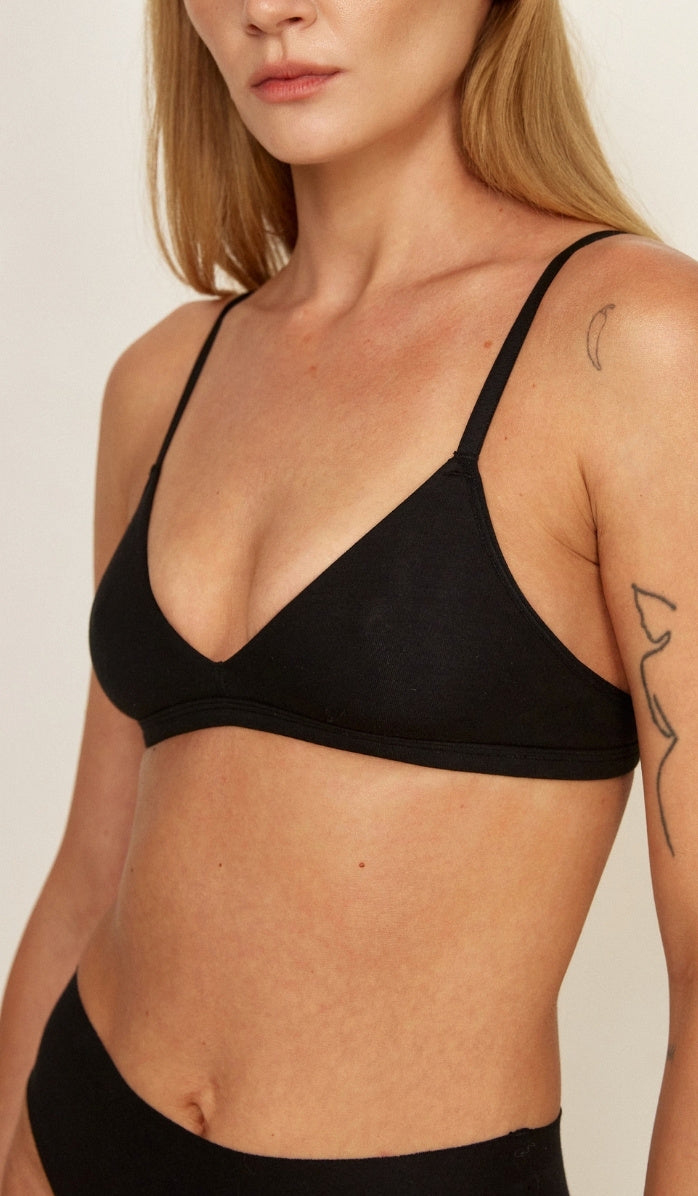Cotton Mini Triangle Bra - Black (3)