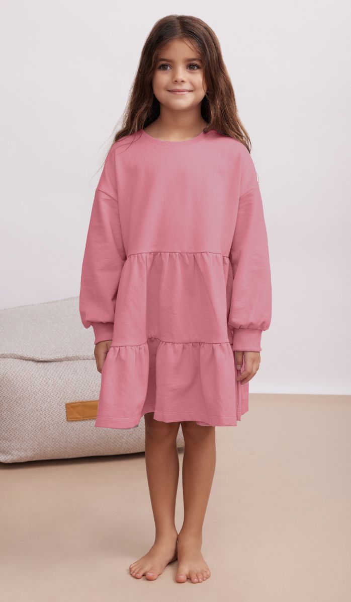 Girls' Sweatshirt Dress - Ariel - Dusty Pink