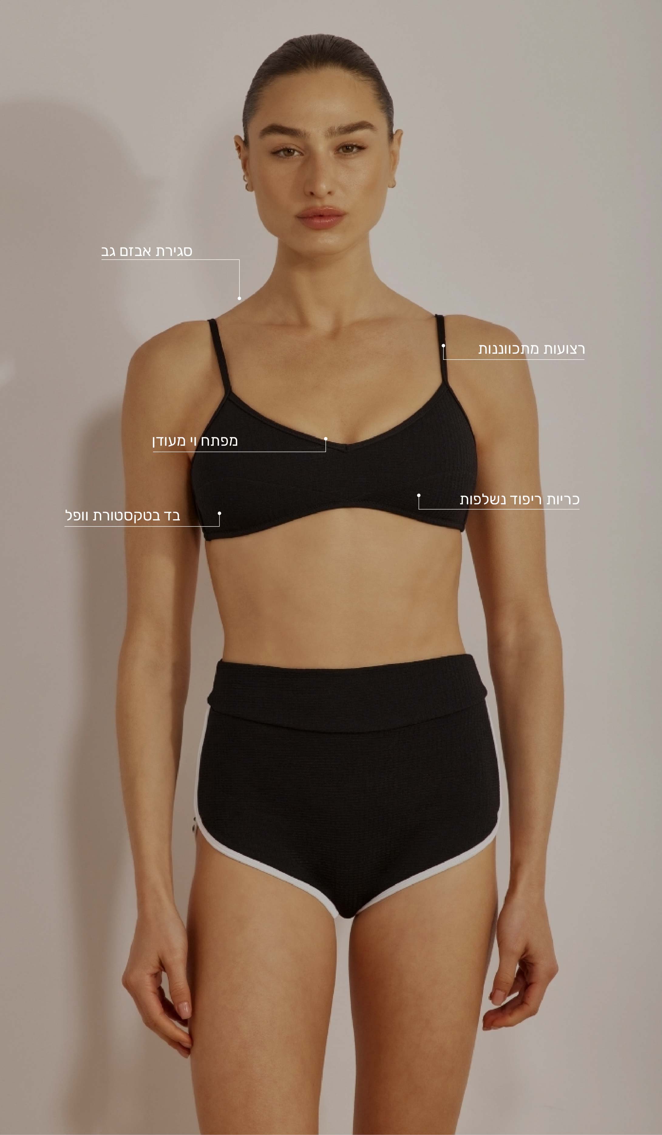 Ariel Bikini Top - Black Waffle