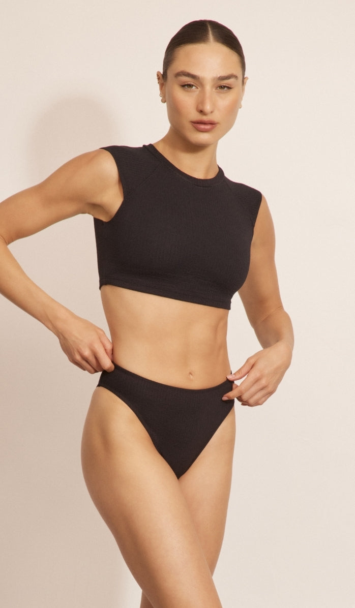 Brooke Bikini Top - Black Waffle