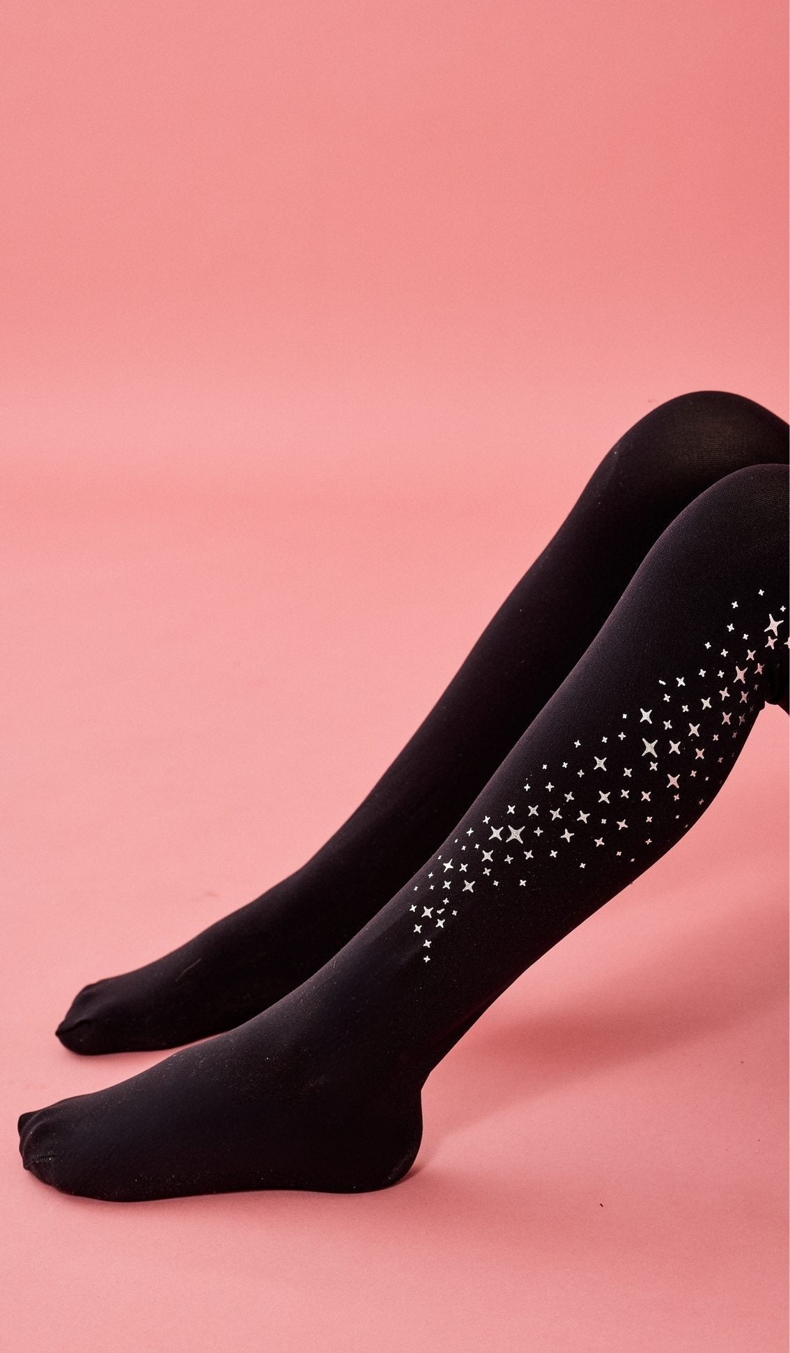 Girls' Opaque Tights - Glitter Black