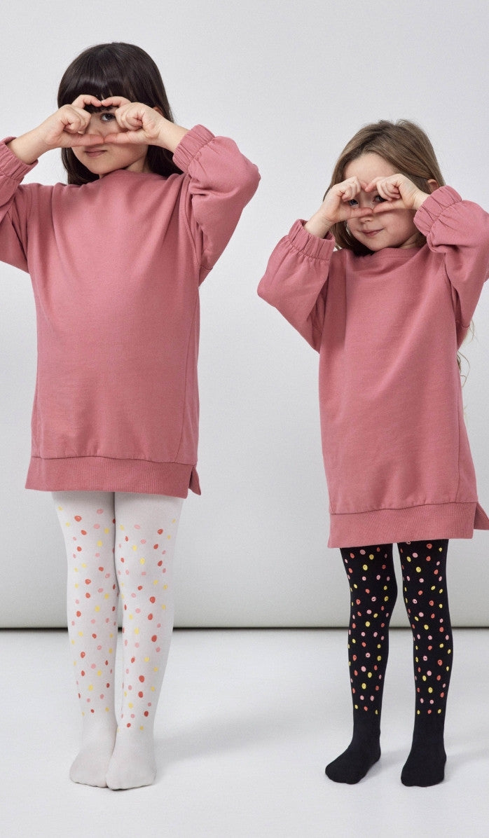 Girls' Opaque Tights - Dit & Dot Cream