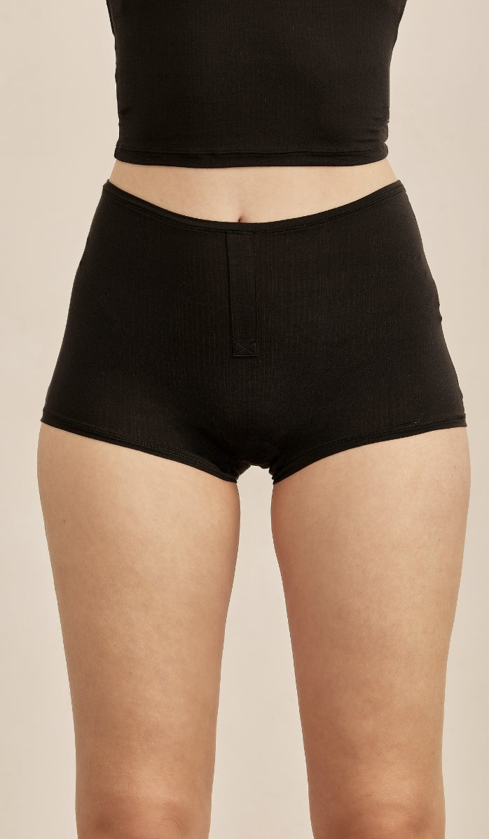 BUTTER SOFT RIB - Black Boyshorts