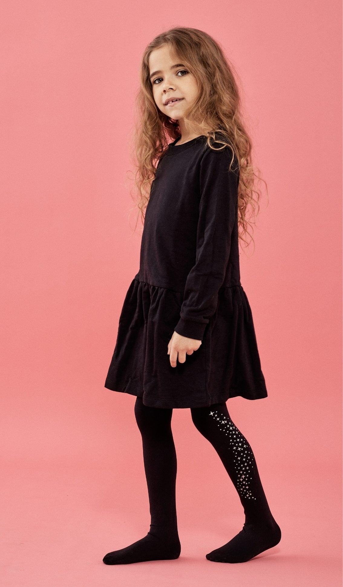 Girls' Opaque Tights - Glitter Black