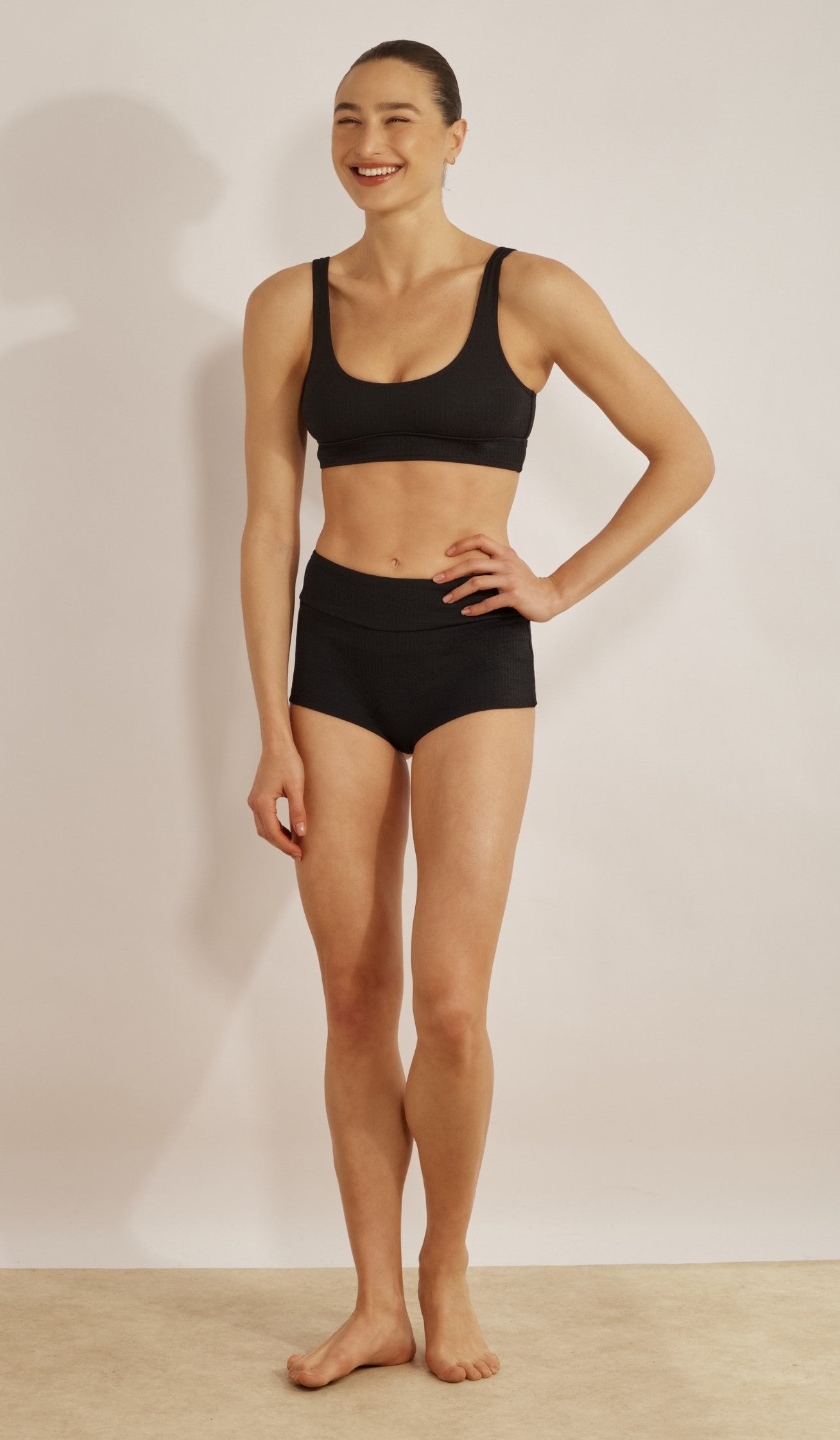 Eliana Bikini Top - Black Waffle