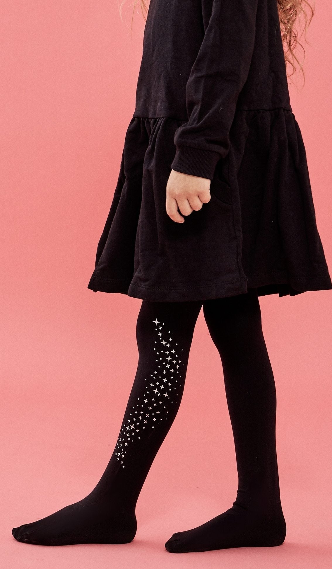 Girls' Opaque Tights - Glitter Black