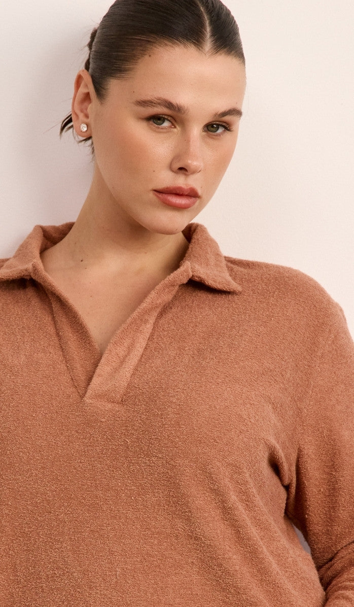 Bouclé Polo Set - Antique Pink