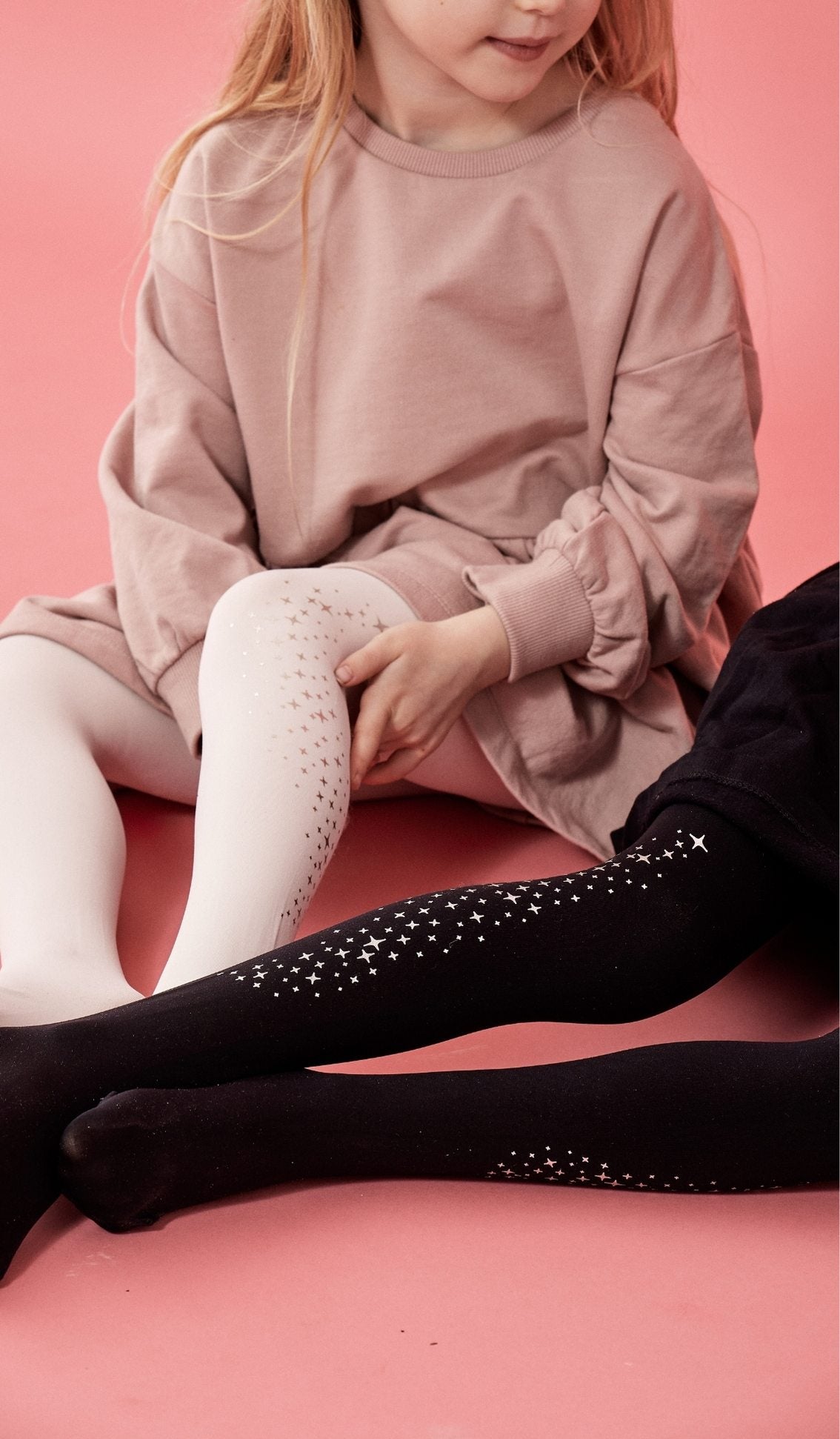 Girls' Opaque Tights - Glitter Cream